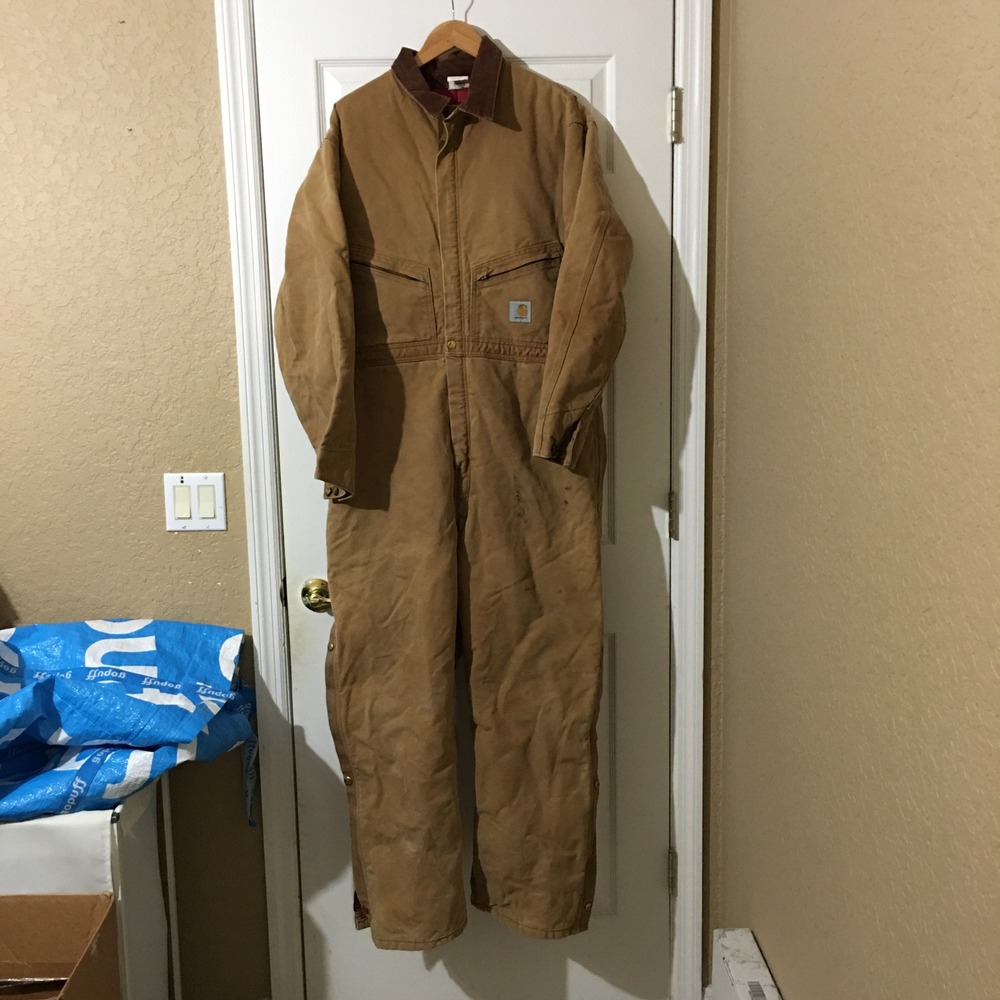 Carhartt X01 Coveralls Mens 48 Regular Brown Insulated Quilt Lined Duck Canvas